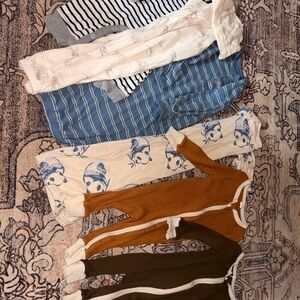 Stylish Baby Romper Set in Blue, Brown, and Cream